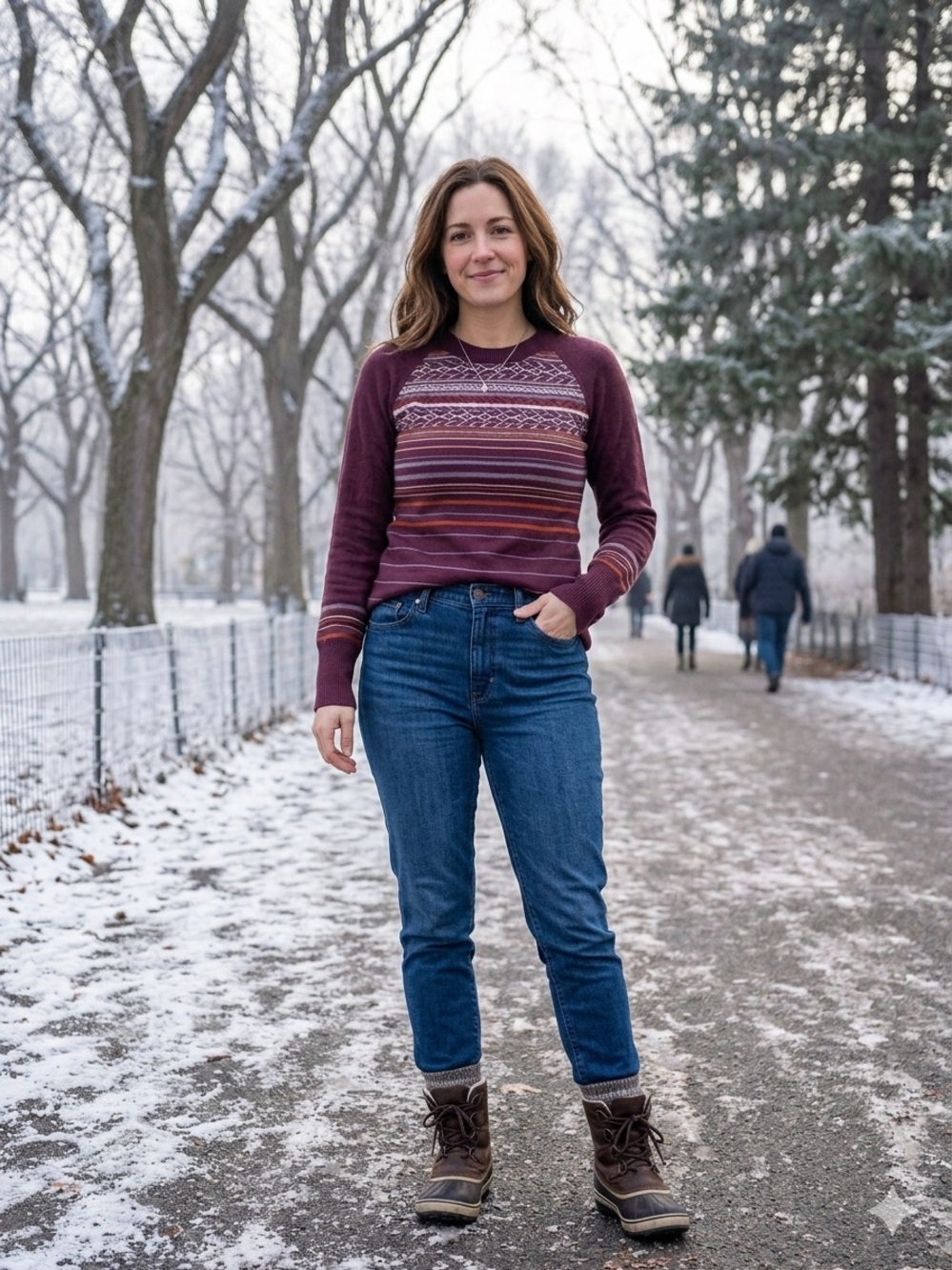 Smartwool Women’s Ethno Berry Merino Wool Blend Outdoor Crewneck Sweater Small